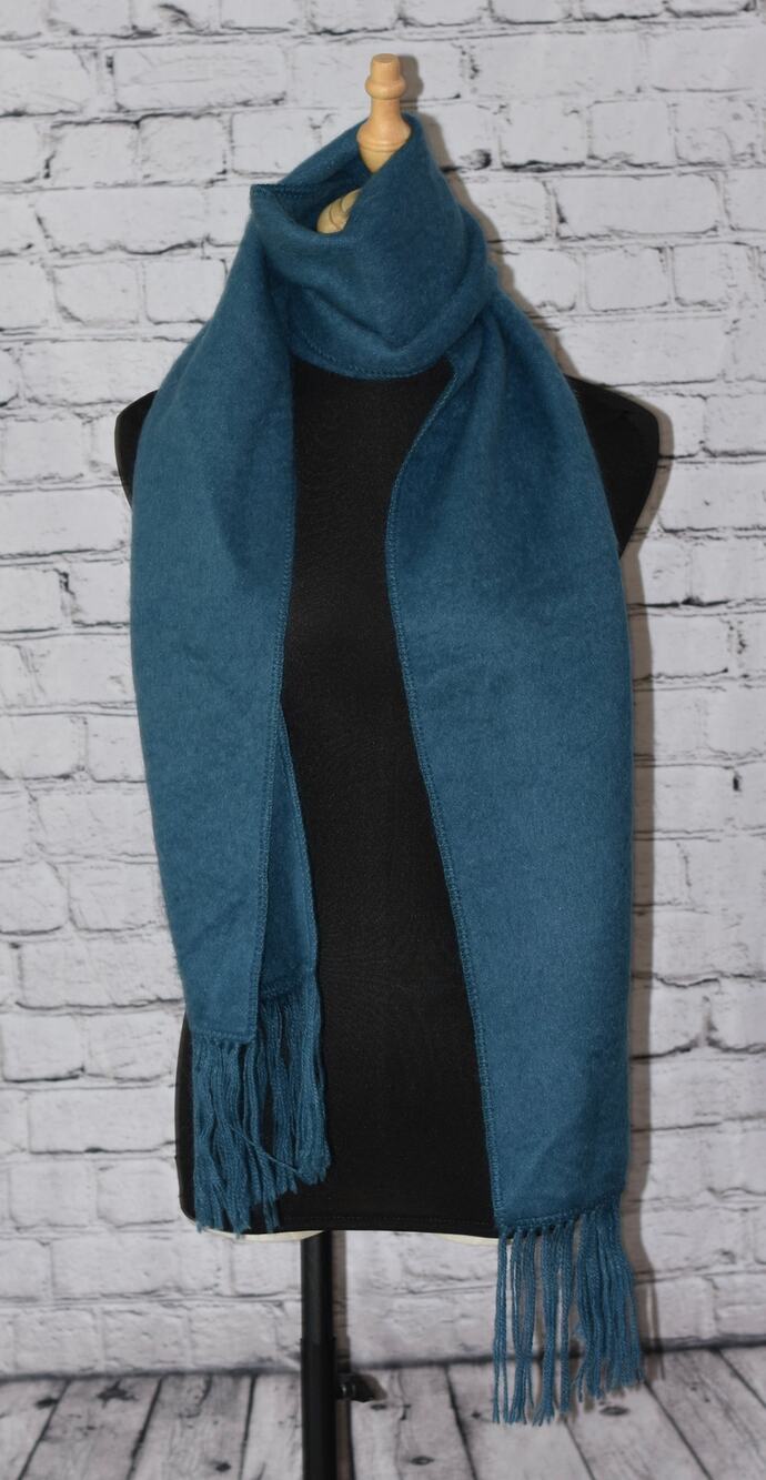 CAPCHATEX Peruvian Long Fringe Soft 100% Baby Alpaca Scarf NEW 70" x 9" Teal